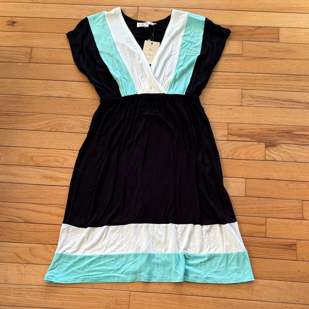 Black and Teal Colorblock Dress Size Small NWT